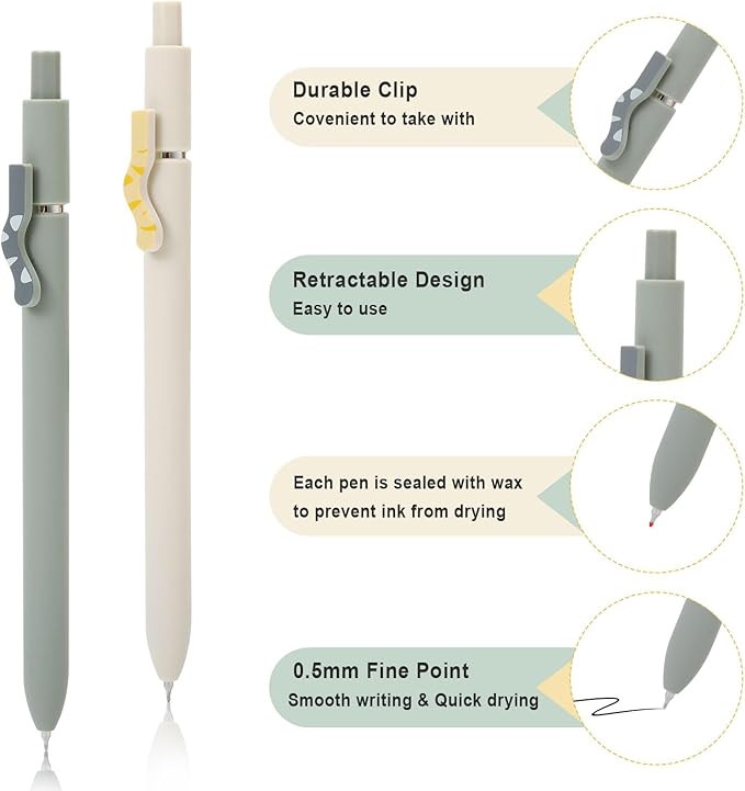 FIOVER Cat Pens,4Pcs 0.5mm Quick Dry Black Ink Fine Point Smooth Writing Pens, High-End Series Ballpoint for Journaling Note Taking, Cat Lover Gifts for Women