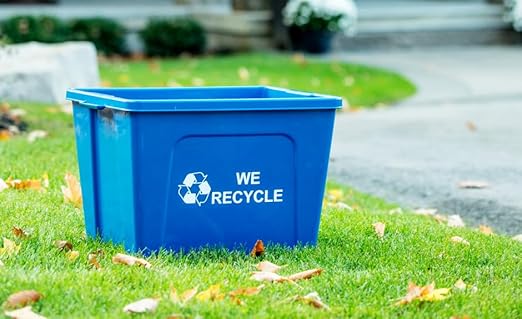 Curbside 18 Gallon Blue Recycling Bin for Homes or Businesses for Curbside Recycling - Single Unit - Blue