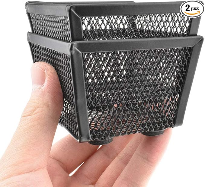 HAHIYO Stackable Paper Clip Mesh Holder cup 2.2" Height 2 Pack Black Sturdy PaperClip Holder Container for Desk Drawer Organizer Collection for Home Office School Soft Foam Feet No Sharp Edges