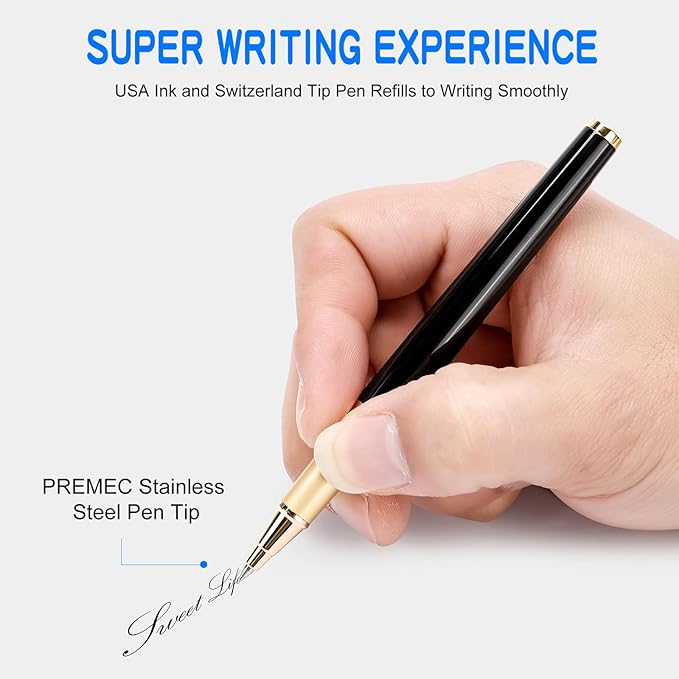 Good Rollerball Point Pens for Wiring-Fancy Roller Ball Pens with 24K Gold Trim, Nice Executive Pen Gifts for Men Women Boss Office, Luxury Smooth Writng Pens Journaling Note Taking Signature