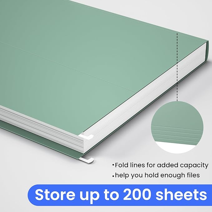 Hanging File Folders Letter Size, 50 Pack File Organizer Folders, 1/5-Cut Tabs with Hanging File Folder Frame, Heavy Duty 1 Inch Expansion, Stay Organized for Your Home and Office Bulk File.