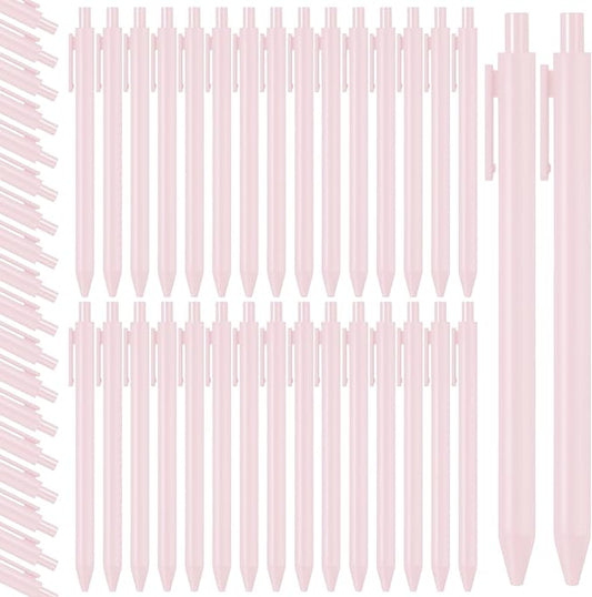 Fulmoon 50 Pcs Ballpoint Pens Bulk Retractable Comfortable Writing Pens Cute Back to School Supplies in Medium Point 1.0 mm for Teacher Student Bridal Shower Baby Shower (Pale Pink)