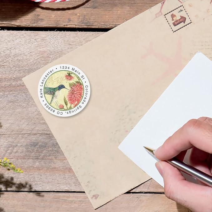 Colorful Images Hummingbirds Return Address Mailing Labels, Personalize with Name & Addresses, Set of 144 Self Adhesive, Easy Peel Flat Label Sheets, 1-½" Across, 4 Designs
