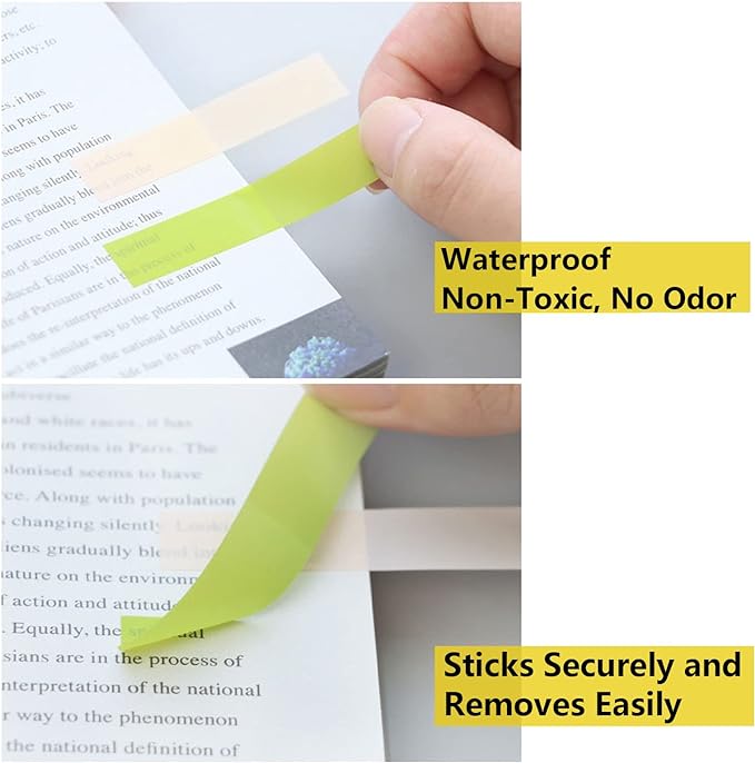 ELII 2000pcs Books Tabs for Annotating,Sticky Tabs Clear Sticky Notes,Page Markers for Notebooks, Multi-Colored Writable and Repositionable Book Flags Strip