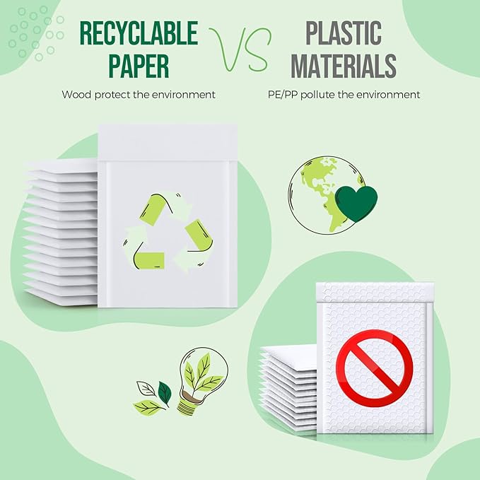 Fuxury White Kraft Bubble Mailer 6x10" 100 Pack Usable Size 6x9" Thick Padded Envelopes Self Seal Bubble Envelopes Waterproof Cushioned Padded Mailers for Small Business Shipping Invoices Cards