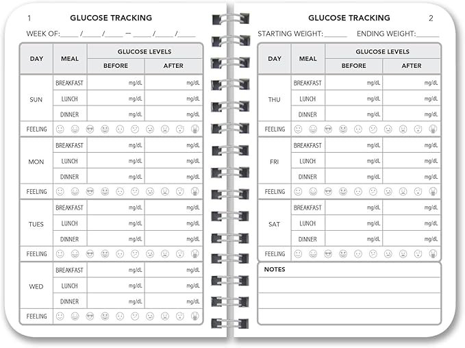 BookFactory Glucose Log Book/Glucose Monitoring Logbook/Personal Medical Tracking Notebook - 104 Pages, 3.5" x 5.5", Wire-O (LOG-104-M3CW-PP(Glucose-Log))
