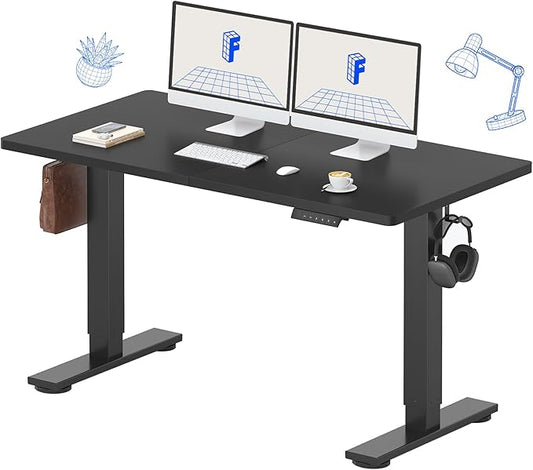FLEXISPOT Standing Desk Electric Height Adjustable Desk with 55 x 24 Inches Splice Board, Ergonomic Memory Controller, Black Top + Black Frame