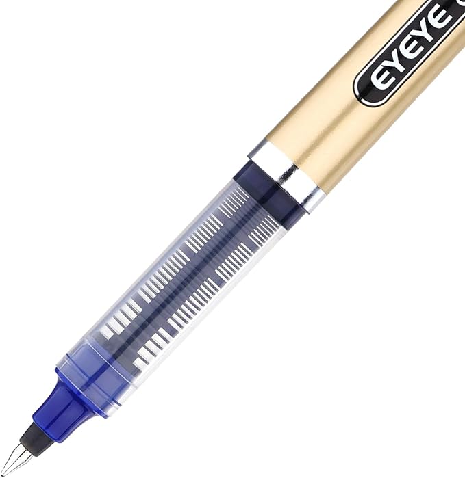 EYEYE 12 Pack 0.5mm Extra Fine Point Blue Rollerball Pens Quick Dry Liquid Ink, Smooth Writing Fine Tip Pens for Journaling, Note Taking, Office & School Supplies
