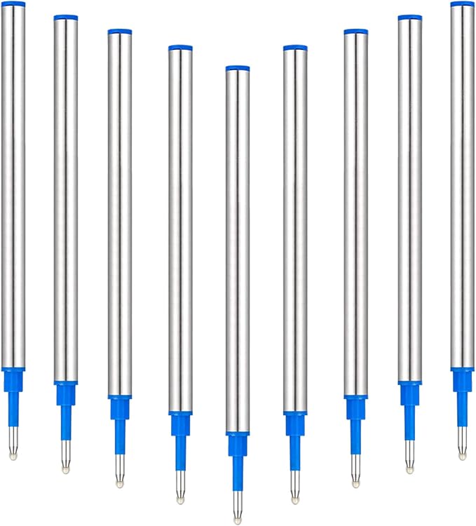 HeTaoCat Gel Rollerball Pen Refills, Roller Ball Fine Point 0.5mm, Black Ink Refill Pack of 5 - Replaceable Ballpoint Pen Refills Medium Point (Blue)