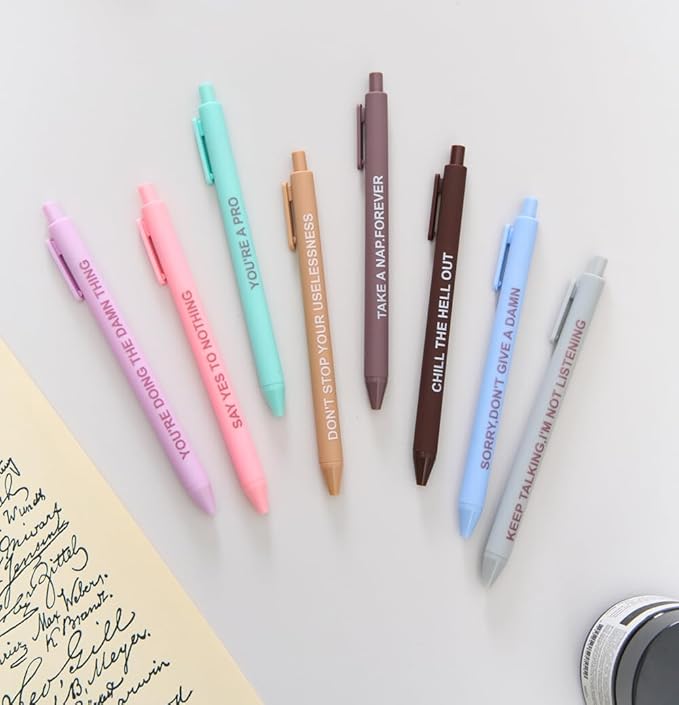 Funny Pens Set for Adults, Swear Word Daily Ballpoint Pen, Premium Novelty Pens Set Days of The Week Pens Dirty Cuss Word Pens for Each Day Funny Office Gifts for Coworkers (J)