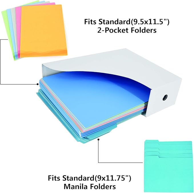 HUAPRINT White Magazine Holder(6 Pack) Cardboard Magazine File Holder-Folder Holder,Magazine Organizer,Document Organizer,Magazine Storage Box,With Labels