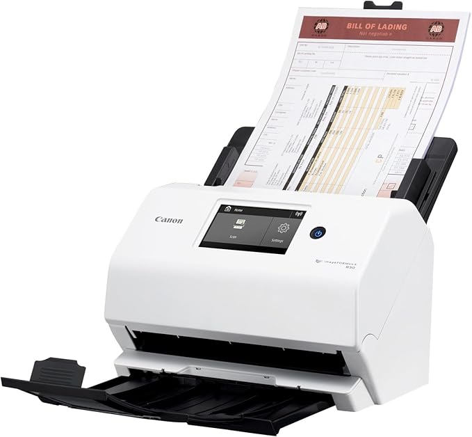 Canon imageFORMULA R50 Business Document Scanner for PC and Mac - Color Duplex Scanning - Connect with USB Cable or Wi-Fi Network - LCD Touchscreen - Auto Document Feeder - Easy Setup