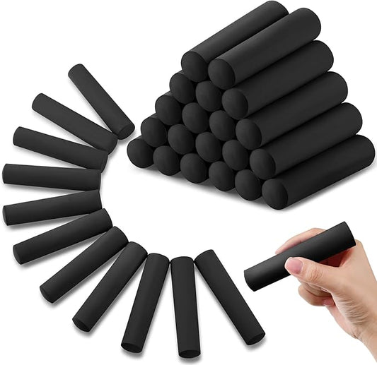 Fulmoon 40 Pcs Jumbo Sidewalk Chalk for Kids Outdoor Art Non Toxic Large Washable Street Chalk for Adults Drawing Painting Classroom(Black,Round Style)