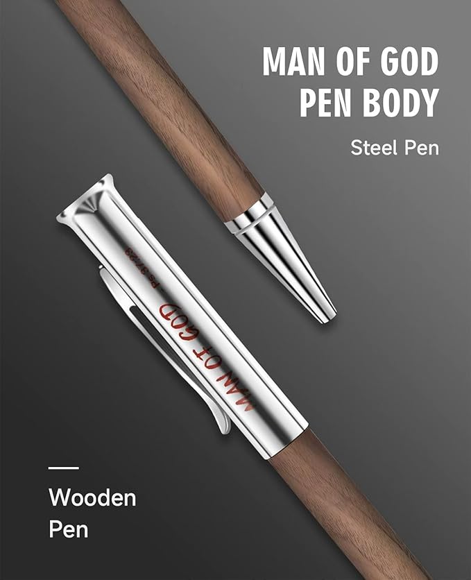 Christian Gifts for Men: Engraved Man of God Luxury Walnut Wood Rollerball Pen - Perfect Pastor Appreciation, Father's Day & Christian Graduation Gifts