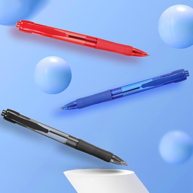 deegtran Pens Bulk, 100 Pack No Bleed Red Ink Click Pens with Soft Grip, Wholesale Retractable Ballpoint Pens for Office School, Medium Point Smooth 1.0MM