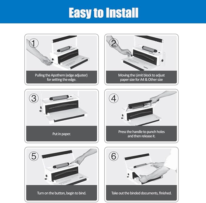 Coil Spiral Binding Machine,46 Holes Spiral Coil Binder with Electric Coil inserter,Manual Book Maker Punch Binder with 100pcs Plastic Coil and Plier