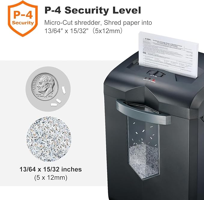 Bonsaii 16-Sheet Microcut Paper Shredder, 60-Minute Home Office Heavy Duty Shredder for CD/Credit Card, P-4 Level with 6-Gal Pullout Bin (C149-D)