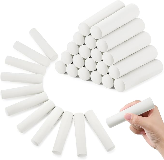 Fulmoon 40 Pcs Jumbo Sidewalk Chalk for Kids Outdoor Art Non Toxic Large Washable Street Chalk for Adults Drawing Painting Classroom(White,Round Style)