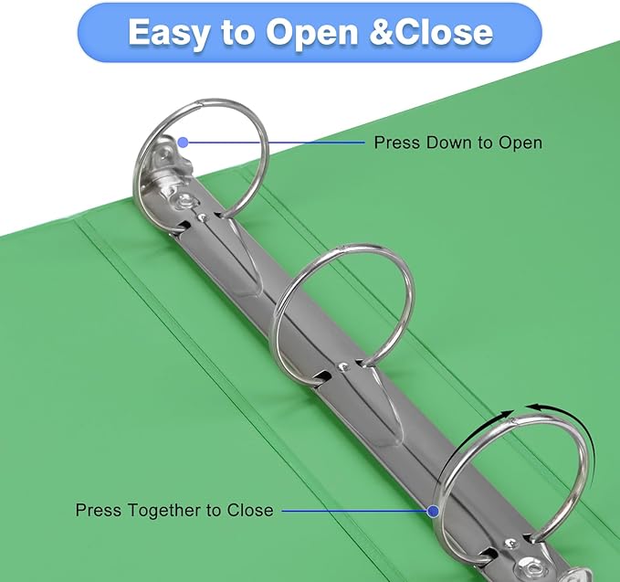 COMIX Standard 3 Ring Binder 2 inch with Clear View Cover, 2" Round Ring View Binder Holds 400 Sheets of US Letter Size Paper, 6 Pack (Sea Green)