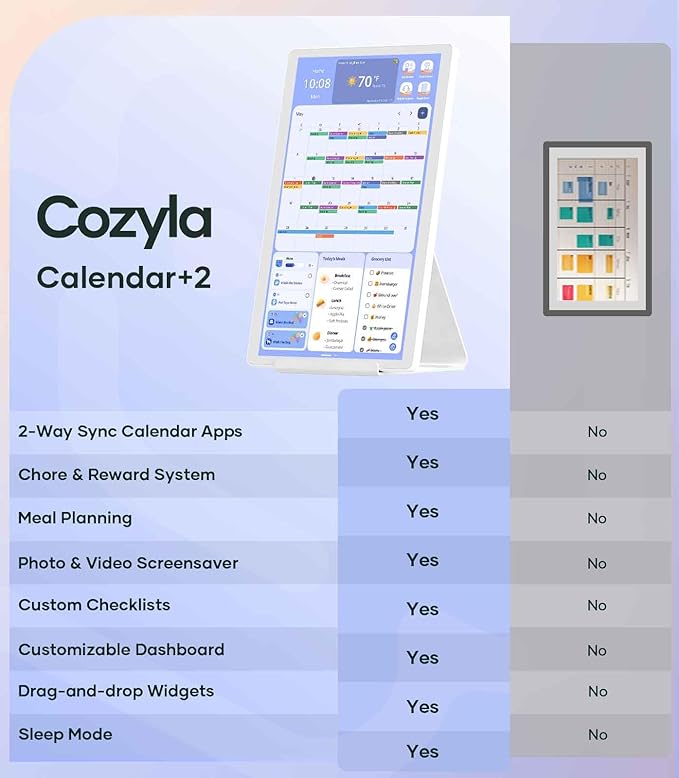 Digital Calendar 15.6'' Wall Touch Screen Chore Chart Customize Dashboard Smart Electronic Calendar Digital for Family Meal Planner Support All Google Play Apps with Stand Wall Mount White