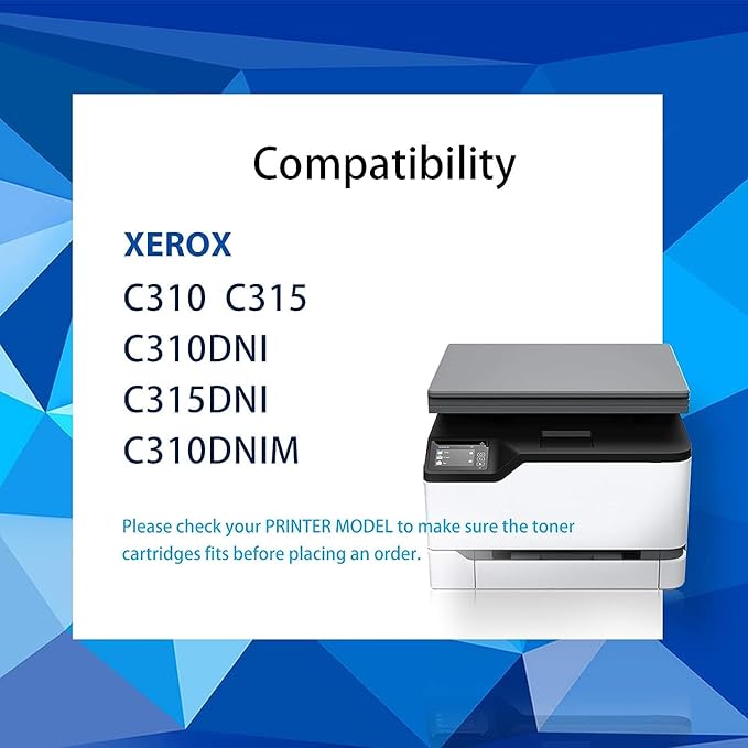 C310 C315 Toner Cartridge Compatible for Xerox C310 C315 Xerox 006R004356 006R004357 006R004358 006R004359 Xerox C310 C310DNI C310DNIM C315 C315DNI Laser Printer (C/M/Y/BK, 4-Pack)