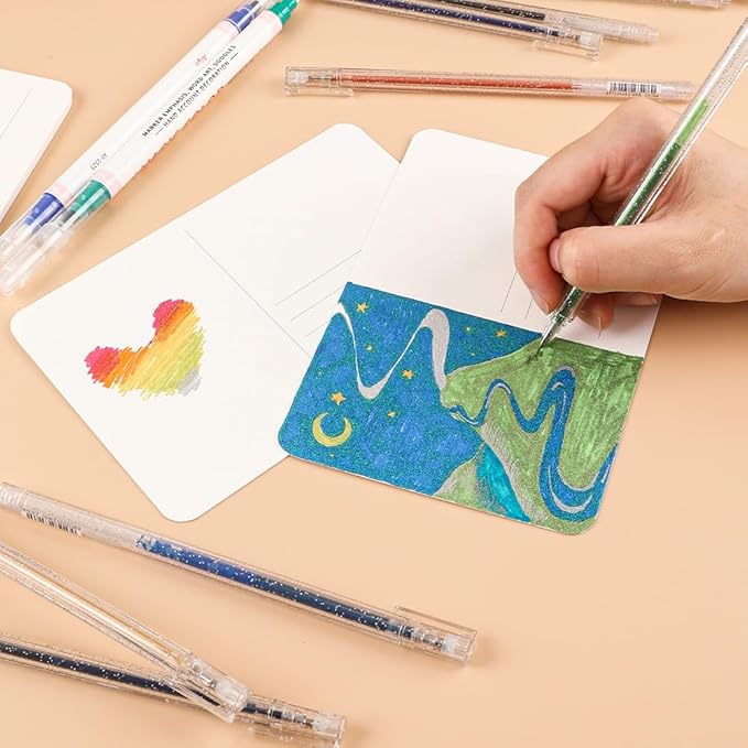 Grabie Capped Glitter Gel Pens 18 Colors, Metallic Vibrant Sparkle Gel Pens for Coloring, Color Pens for Adults,Colored Gel Pens for Adult Coloring Books and Drawing