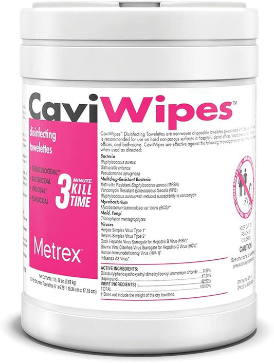 CaviWipes Disinfecting Towelettes Canister Wipes, 160 Count, White