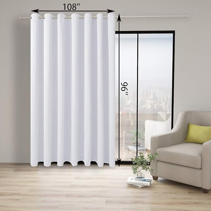 BONZER Room Divider Curtain Screen Partitions Total Privacy Wall Wide Blackout Curtains for Shared Room, 96L x 108W Inch (8L x 9W ft), 1 Panel, Greyish White