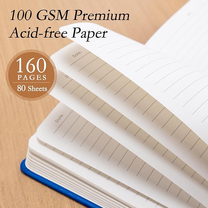 deli 6-Pack Blue Lined Journal Notebook, 160 Pages Hardcover Writing Notebook, A5 (5.5"x8.2") College Ruled Notebook for Office, School, Work Notes