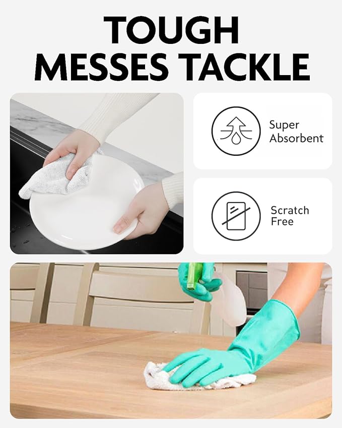 Fantasticlean Microfiber Cleaning Cloth Roll -90 Pack, Tear Away Microfiber Towels, 12" x 12", Reusable, Washable, Scratch Free, Ultra Absorbent Dish Rags for Car, Home, Garage or Shop (White)