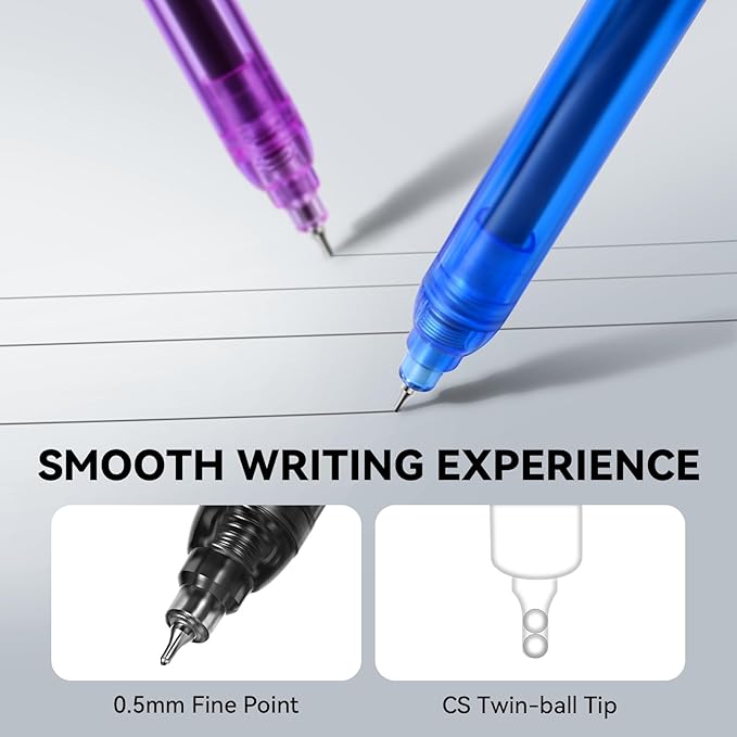 Gel Pens, 8 Pcs 0.5mm Black Ink Fine Point Smooth Writing Pens with 8 Refills, Quick Dry, Retractable Gel Ink Pens, Fun Pens for Teacher, Office, School, Gifts for Women and Men