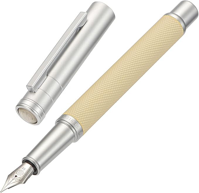 Hongdian Silver Birch Forest Aluminum Fountain Pen Medium Nib with Metal Box Writing Pen Set'1 Count (Pack of 1)