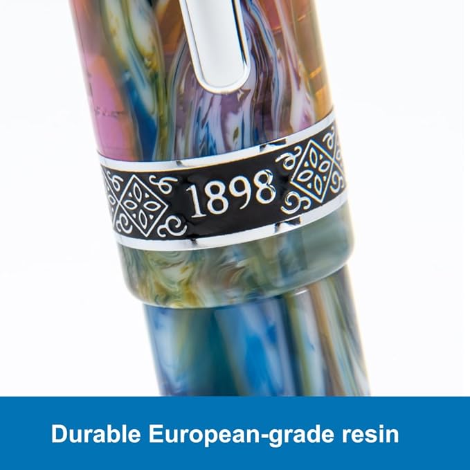Conklin 1898 Fountain Pen, Misto Green - Medium Nib | Handcrafted Resin Pen with Unique Design | JoWo Stainless Steel Nib Made in Germany | Ideal Gift for Professionals
