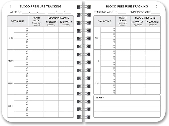 BookFactory Blood Pressure Log Book/Blood Pressure Monitoring Logbook/Personal Medical Tracking Notebook - 104 Pages, 3.5" x 5.5", Wire-O (LOG-104-M3CW-PP(Blood-Pressure))