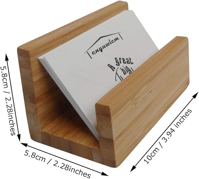 enyuwlcm 1 Pack Bamboo Wood Desktop Business Card Holder for Desk Sturdy Business Card Display Stand for Office Suitable for Men Women