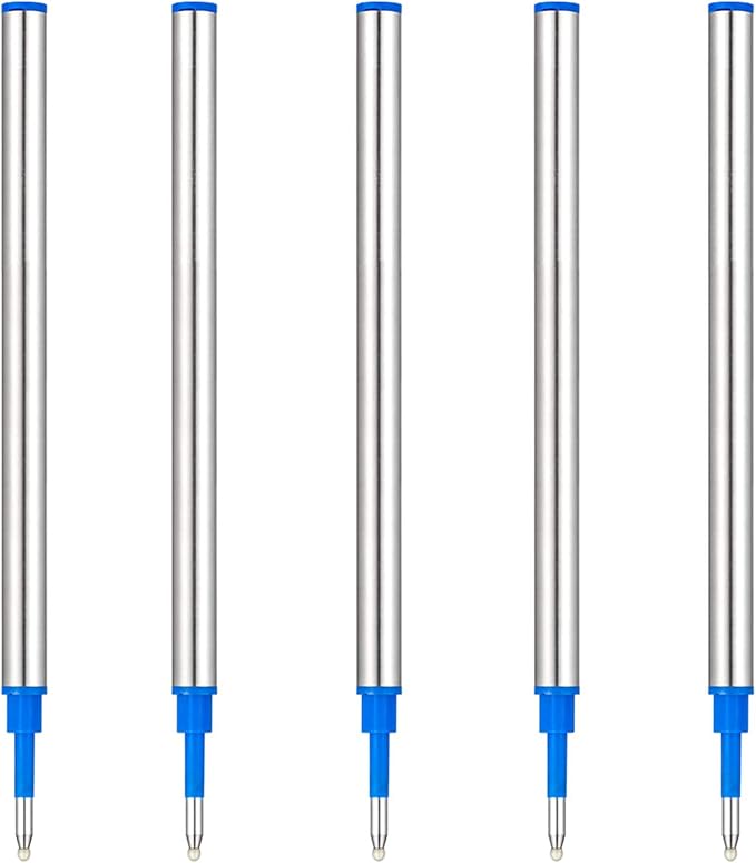 HeTaoCat Gel Rollerball Pen Refills, Roller Ball Fine Point 0.5mm, Black Ink Refill Pack of 5 - Replaceable Ballpoint Pen Refills Medium Point (Blue)