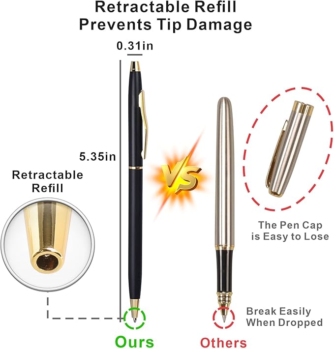 Cambond Black Pens Ballpoint Pens - Black Ink Bulk 1.0 mm Medium Point Smooth Writing Office Pens for Men Women Police Uniform Office Business, 10 Pack (Black)