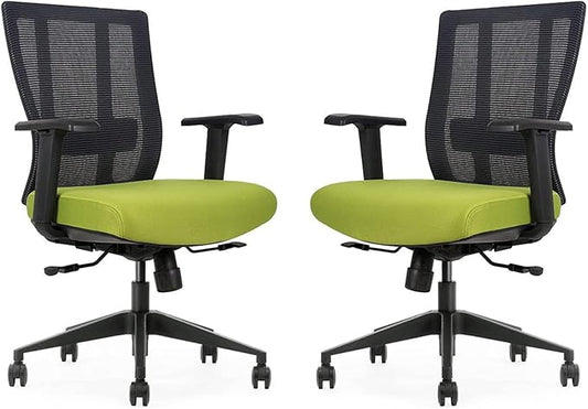 Ergonomic Office Chair - Breathable MESH - Back Adjustable Lumbar Support with 3-D ARMRESTS TILT Function and 360-DEGREE Swivel Wheels Comfortable Wide SEAT - Home Office Chair (Green) Pack of 2