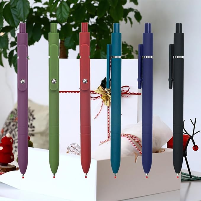 ELANE 6 Pcs Colorful Gel Pens,0.5mm Fine Point Quick Dry Black Ink Pen for Journaling Note Taking Writing, High-End Series Pens for Gifts for Doctor Nurse Teacher Students (Vintage-6pcs)