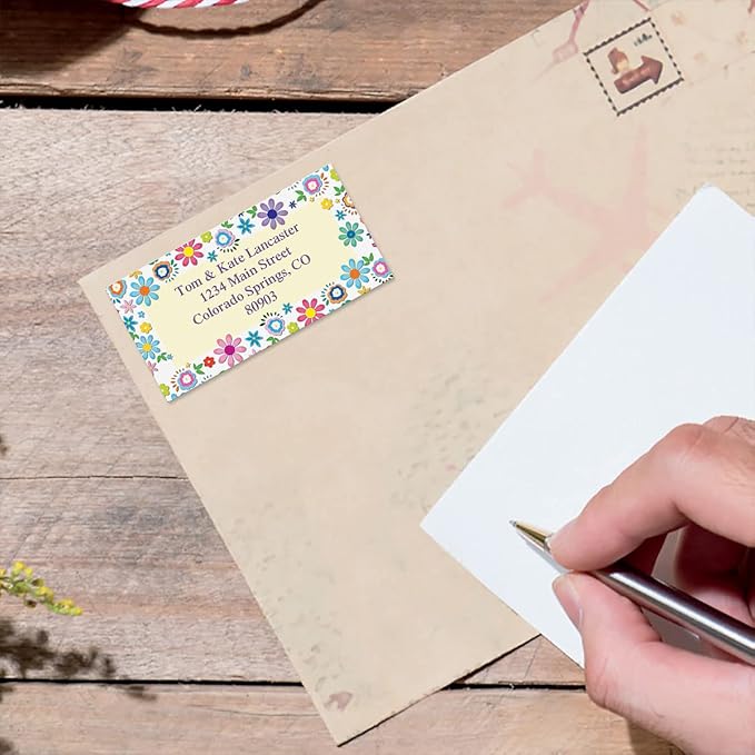 Colorful Images Cheerful Florals Return Address Mailing Labels, Personalize with Name & Address, Set of 144 Self Adhesive, Easy Peel Flat Label Sheets, Large, 1 Design
