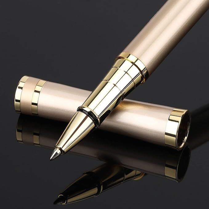 cheericome Luxury Ballpoint Pen - Professional & Executive, Perfect for Silky Smooth Writing, with Gift Box, Nice Pen for Men & Women, 2 Extra 0.5mm Black Refills - Gold