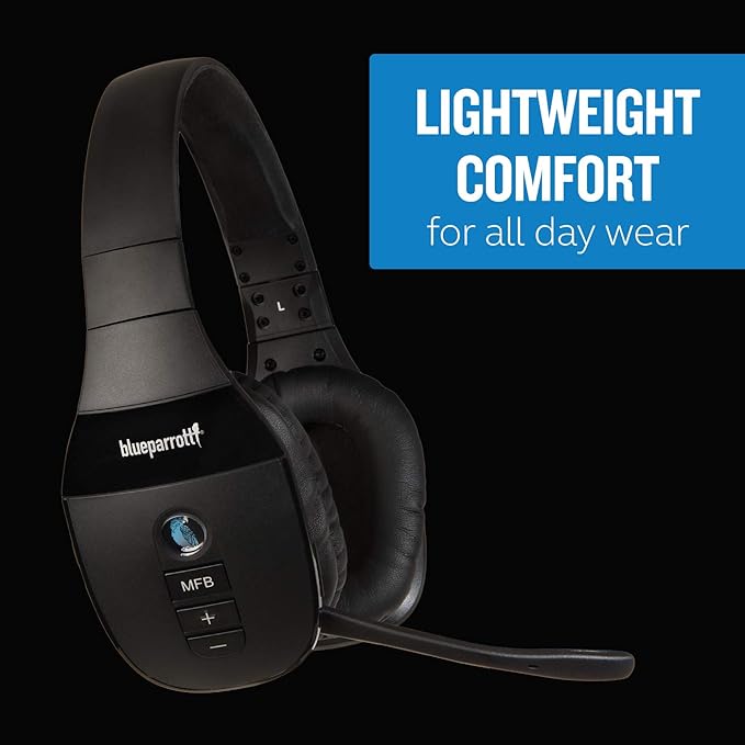 BlueParrott S450-XT Stereo Bluetooth Wireless Headphones 82% Noise Canceling Over Head Headset with Mic for Music and Calls, Hi-Fi Stereo Audio, 300 ft. Wireless Range, 24 hrs. Talk Time, Black