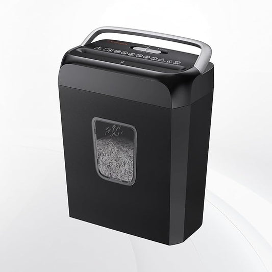 Bonsaii Paper Shredder for Home Office, 6-Sheet Cross-Cut, Shreds Paper, Credit Cards, Mail, Staples & Clips, 3.4-Gallon Clear Bin with Handle