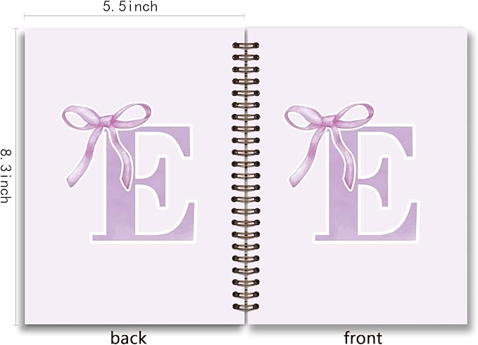 foedor Coquette Trendy Preppy Purple Bow Spiral Notebook,Initial E Journal Personalized Teen Girl Gifts,Monogrammed Gifts for Women Teen Girl,College Ruled Hardcover Spiral Notebook(purple)