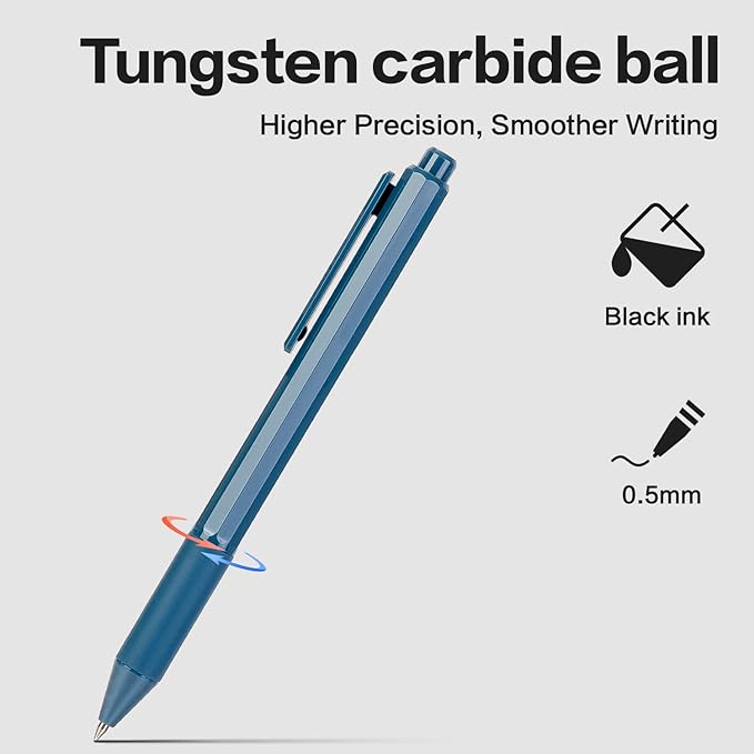 Gel Pens, 6 Pcs 0.5mm Black Ink Pens Fine Point Smooth Writing, High-End for Journaling Note Taking, Cute Office School Supplies Gifts for Adults