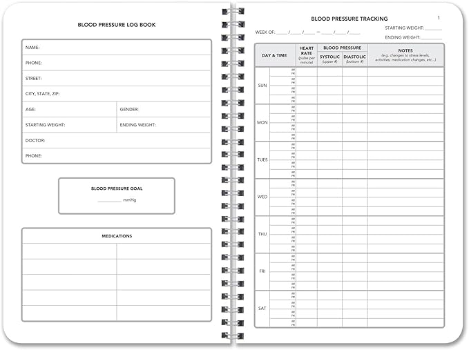 BookFactory Blood Pressure Log Book - Medical Tracking Notebook, 104 Pages (6x9 inches) LOG-104-69CW-PP