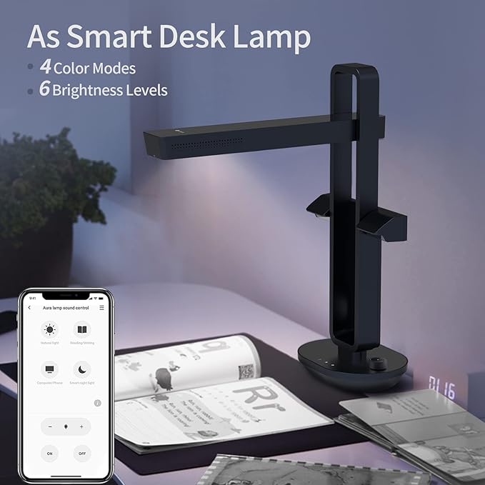 CZUR Aura Pro Portable Book Scanner, A3 Document Scanner, Auto-Flatten, 180+ Language OCR, 90° Foldable, Fast Scan, for Mac & Windows