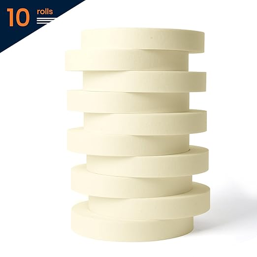 General Purpose Masking Tape 0.7 Inches x 60 Yards, Beige White Painters Tape for Painting, Labeling, DIY Arts Crafts, Home Office School Projects, 10 Rolls