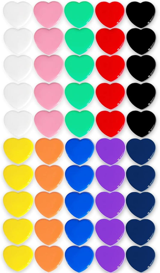 Fridge Magnets - 50 Pcs Mini Cute Magnets, Strong Heavy Duty for Whiteboard, Refrigerator, Locker, Kitchen, Office (10 Colors, Heart)