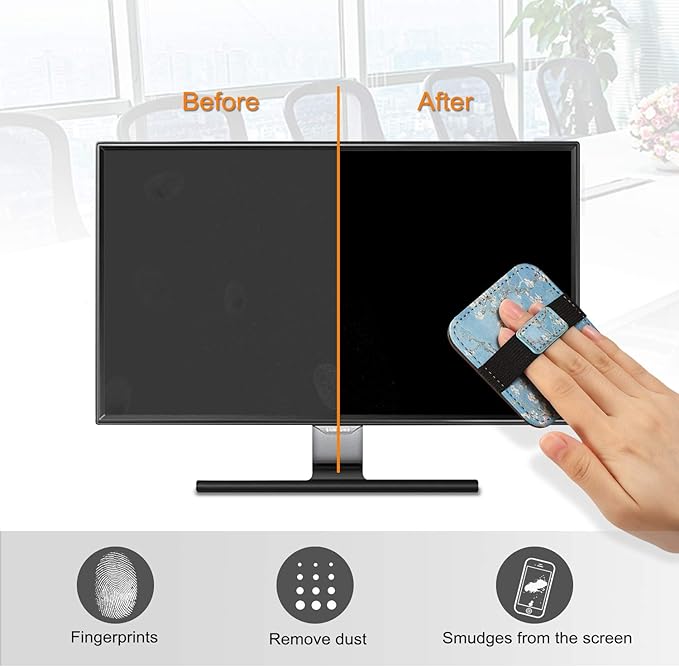 Fintie Screen Cleaning Pad, [4 Pack] Soft Cloth Wipes Screen Cleaner with Elastic Strap for iPad, iPhone, MacBook, Tablets, Laptop (Blossom)